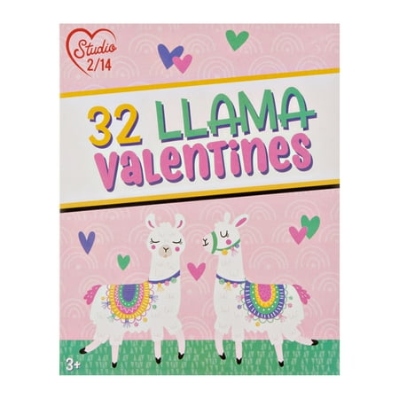 Way To Celebrate Llama Valentine's Day Cards, 32 Count