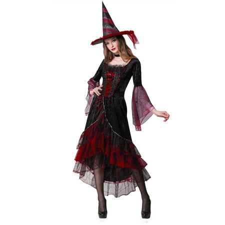 Luxury Witch Halloween Costume for Adults, Red, Womens Size L, by Way to Celebrate