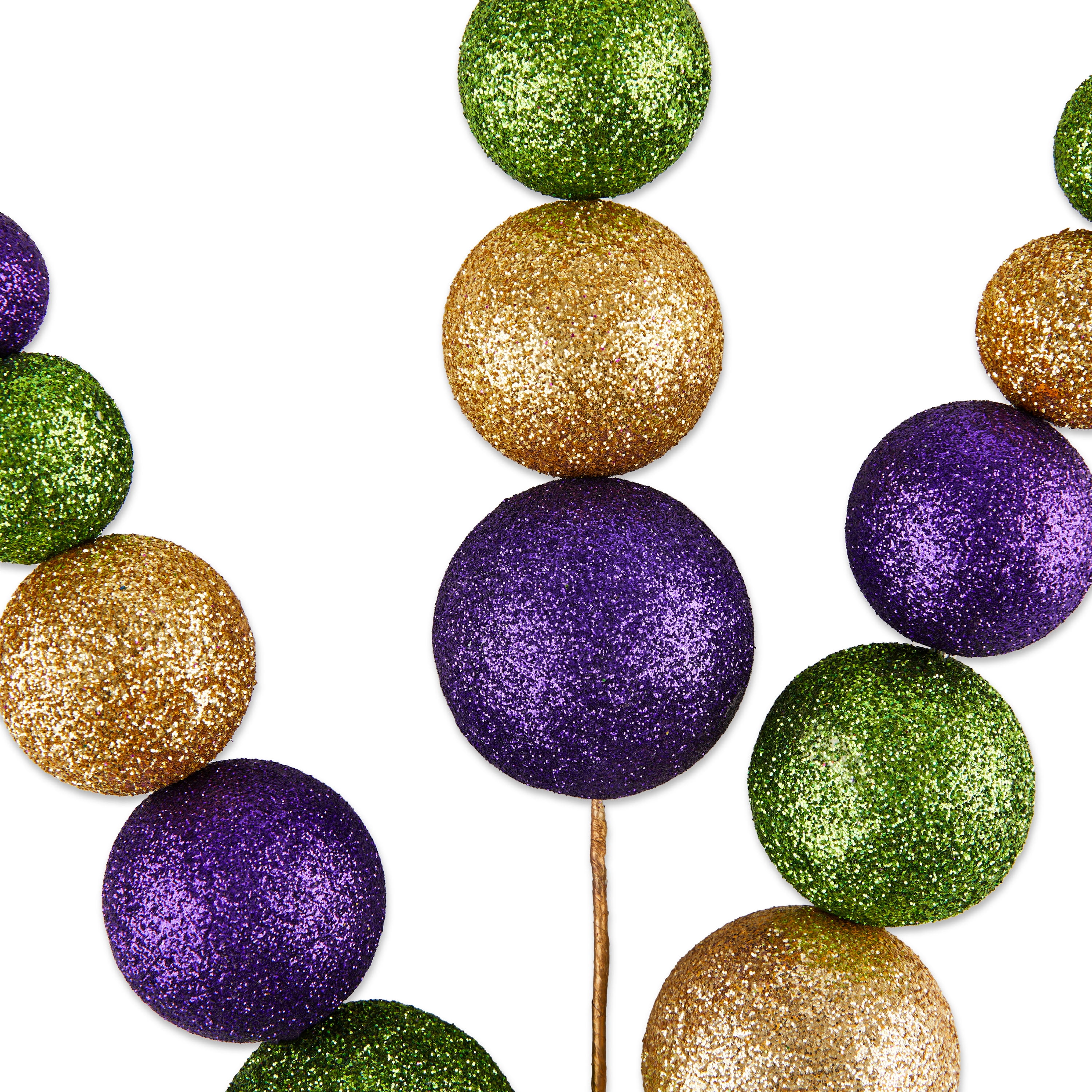Way To Celebrate Mardi Gras Glitter Ball Ornament Picks, 2 Count