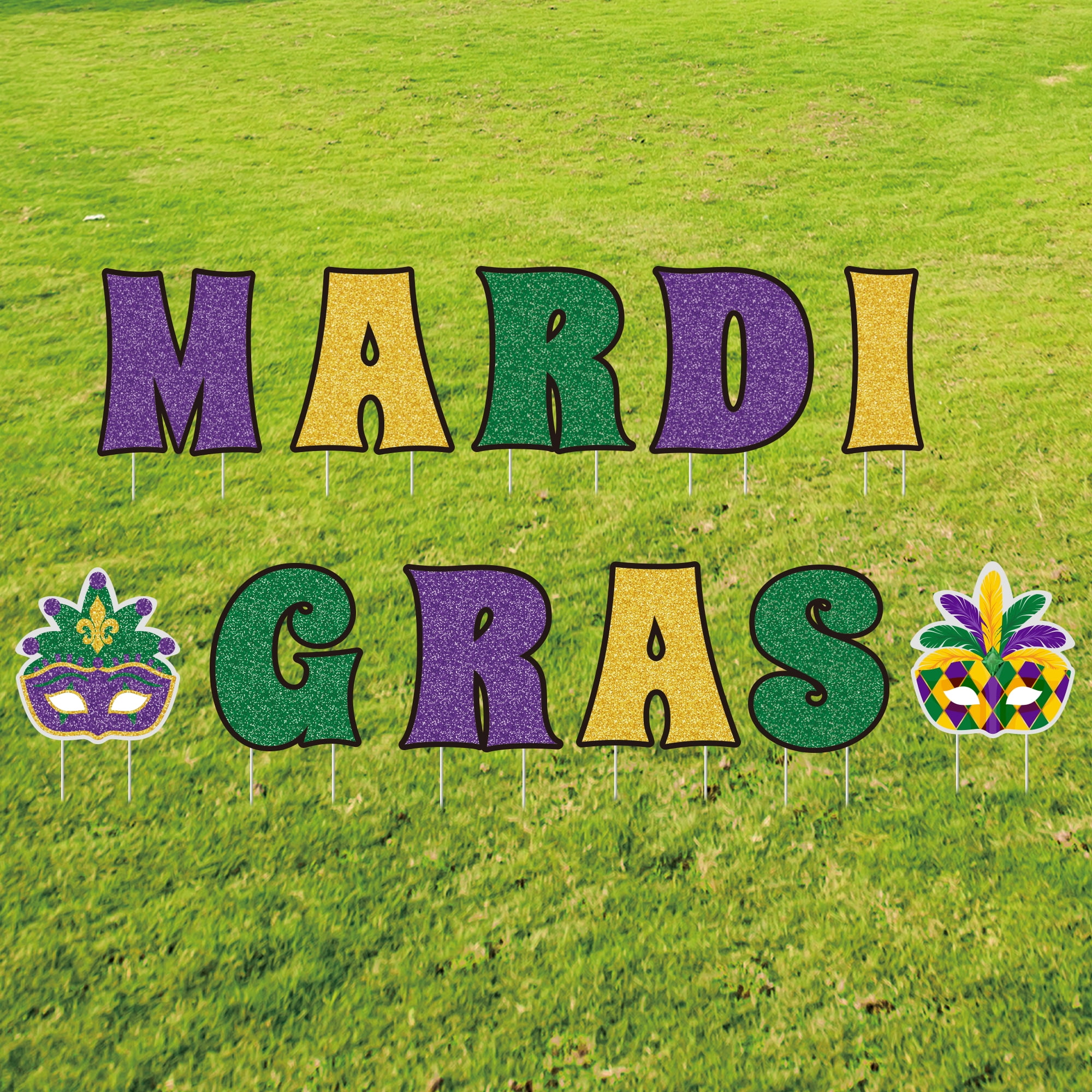Jumbo Masquerade Mardi Gras Decorations, Mardi Gras Yard Signs