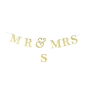 Gold Glitter Mr. and Mrs. Party Banner, 6, by Way To Celebrate