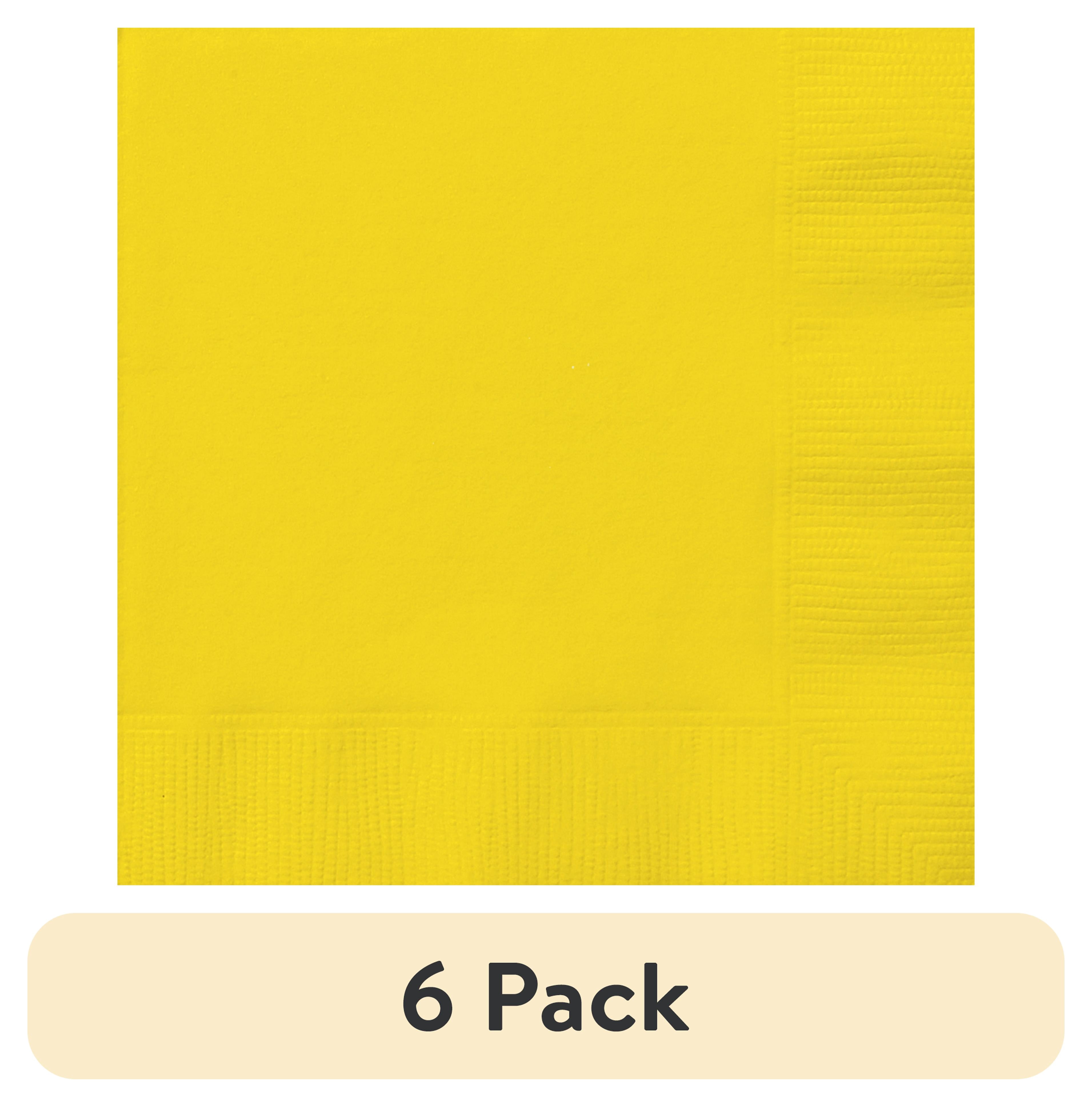 (6 pack) 6.5" x 6.5" Disposable Neon Yellow Paper Lunch Napkins, 24 Count, by Way To Celebrate