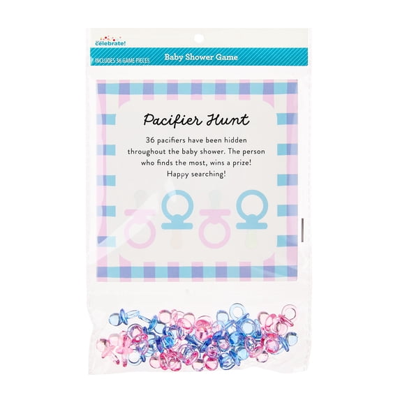 Way To Celebrate Baby Shower Game, Blue and Pink Pacifier Hunt with 36 ...