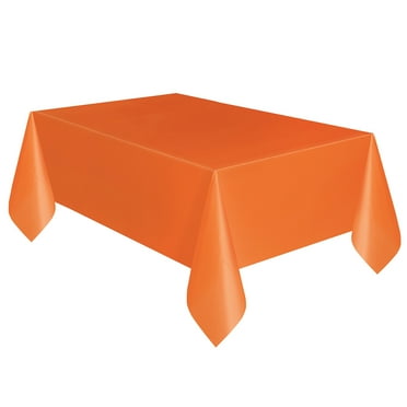 Rectangular 54" x 108" Tangerine Orange Plastic Table Cover, by Way To Celebrate