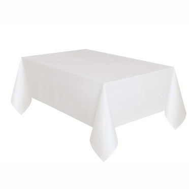 Rectangular 54" x 108" White Plastic Table Cover, by Way To Celebrate