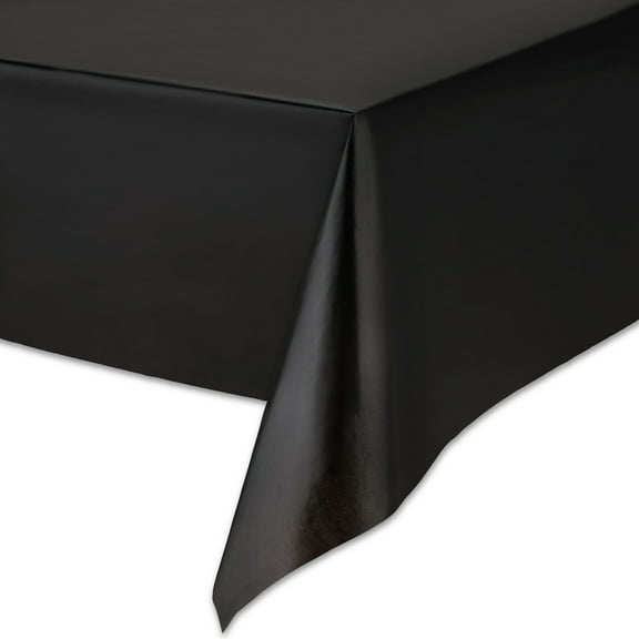 Rectangular 54" x 108" Black Plastic Table Cover, 3 Count, by Way To Celebrate