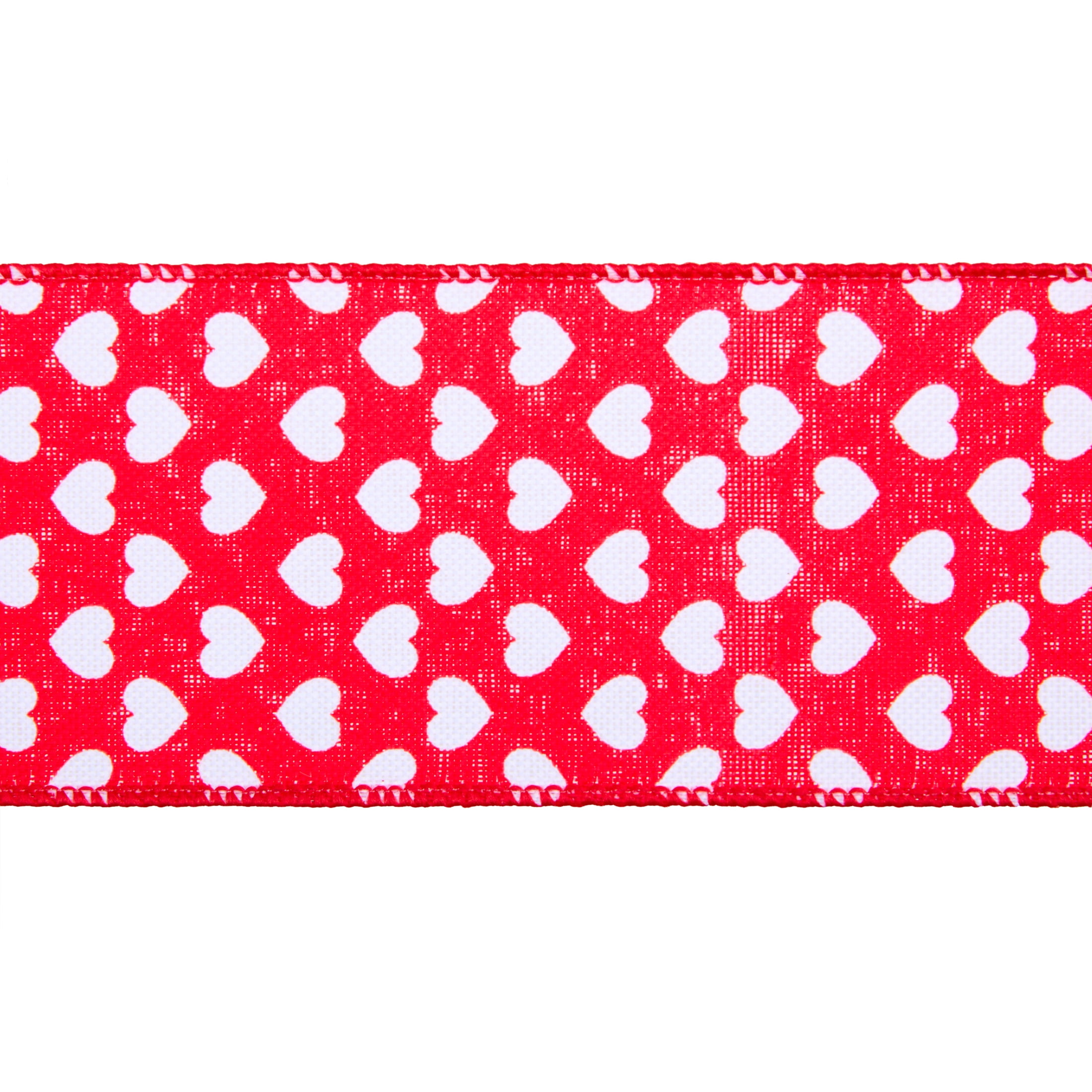 Valentine's Day Mini Red Hearts Ribbon, 2.5 in x 12 ft, by Way To Celebrate
