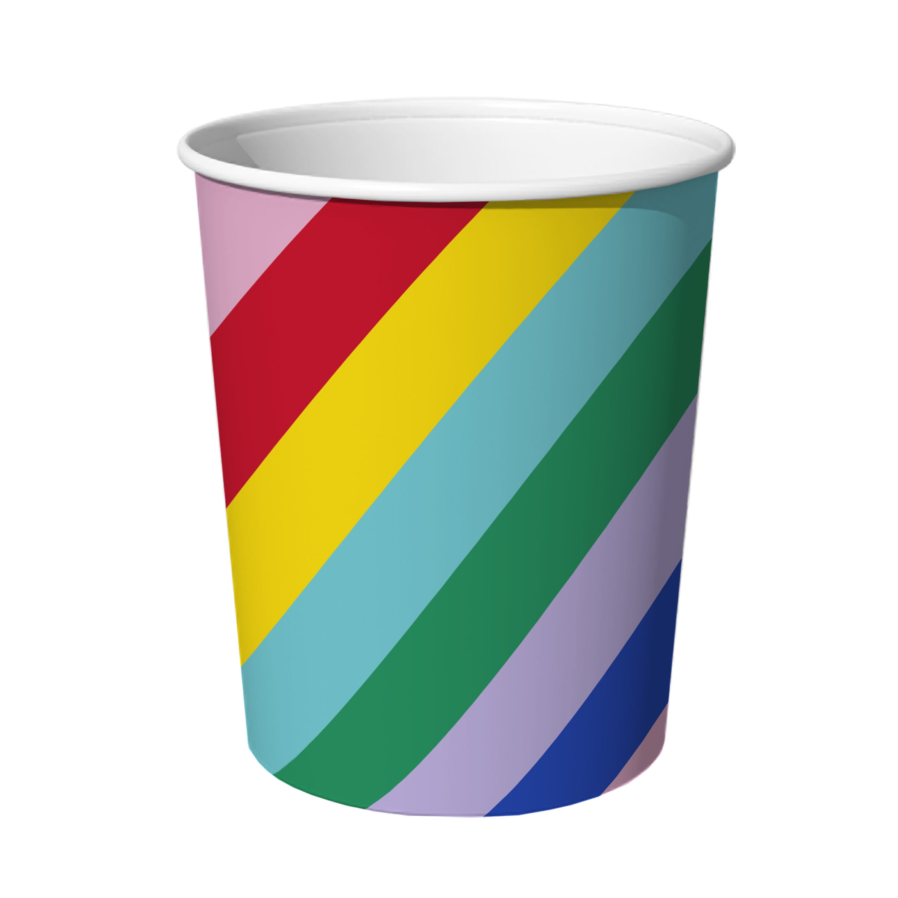 Way To Celebrate Retro Rainbow Birthday Disposable Paper Cups, 9 oz, Multi-Color, 8 Count