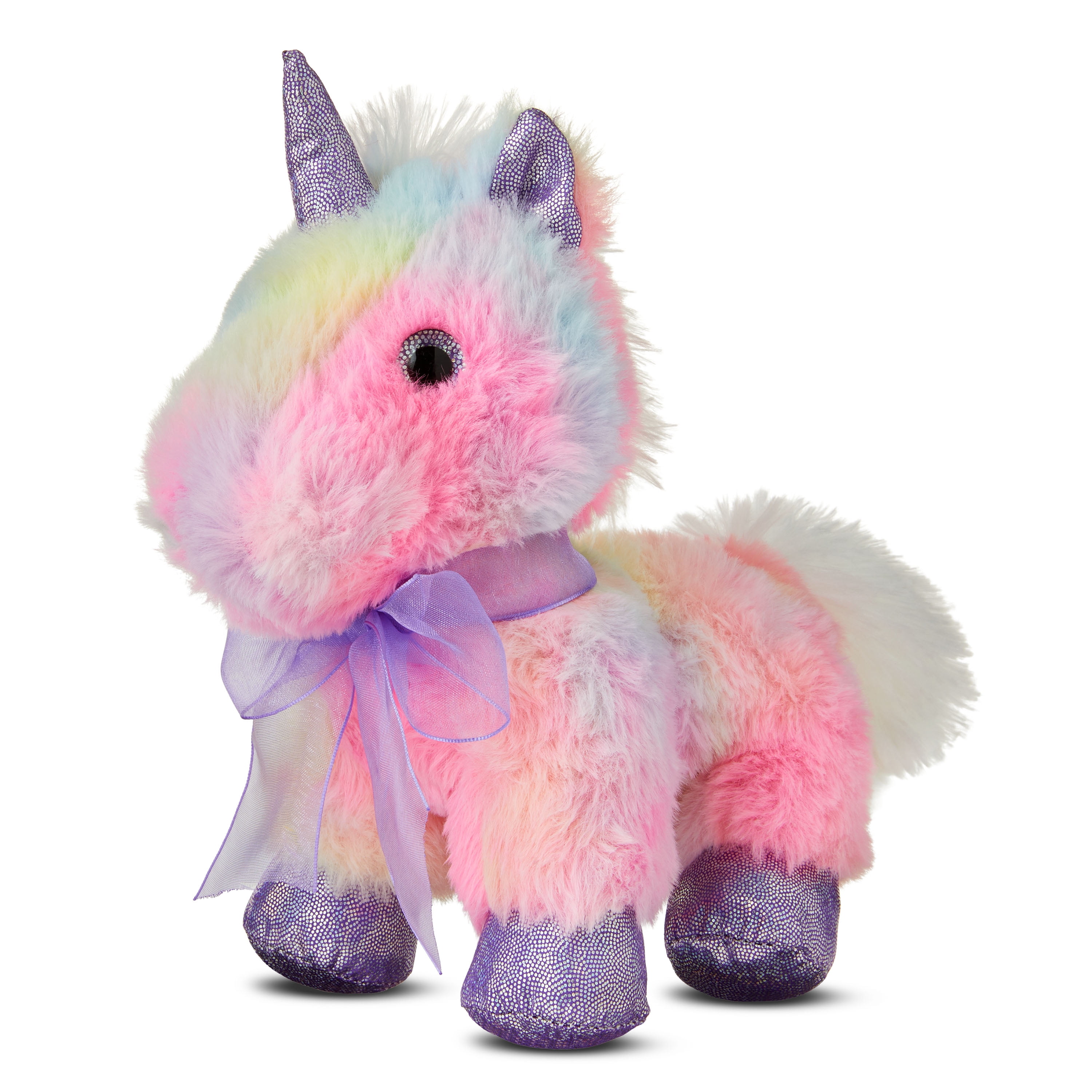 Valentine's Day Pink Multi Color Rainbow Unicorn Plush, by Way To Celebrate
