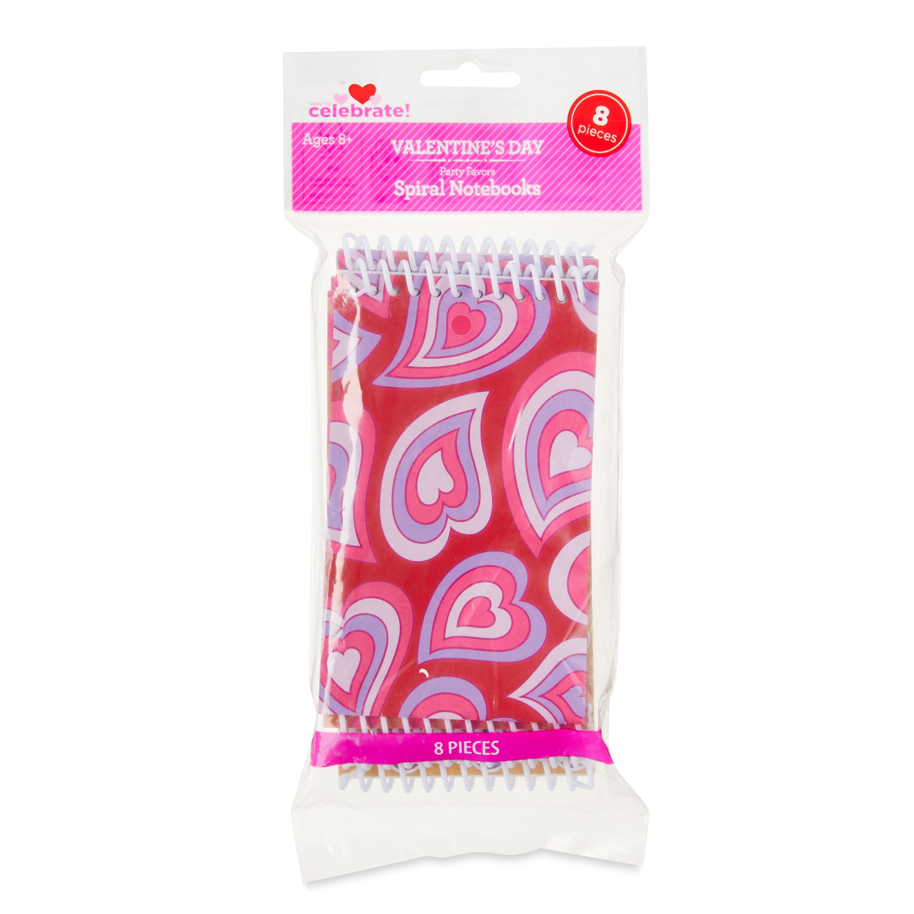 Valentine's Day Multicolor Spiral Notebook Party Favors, 8 Count, by Way To Celebrate