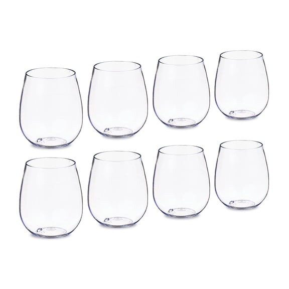 Way To Celebrate Stemless Plastic Wine Glasses, Clear, 18.3 fl oz, 8 Count