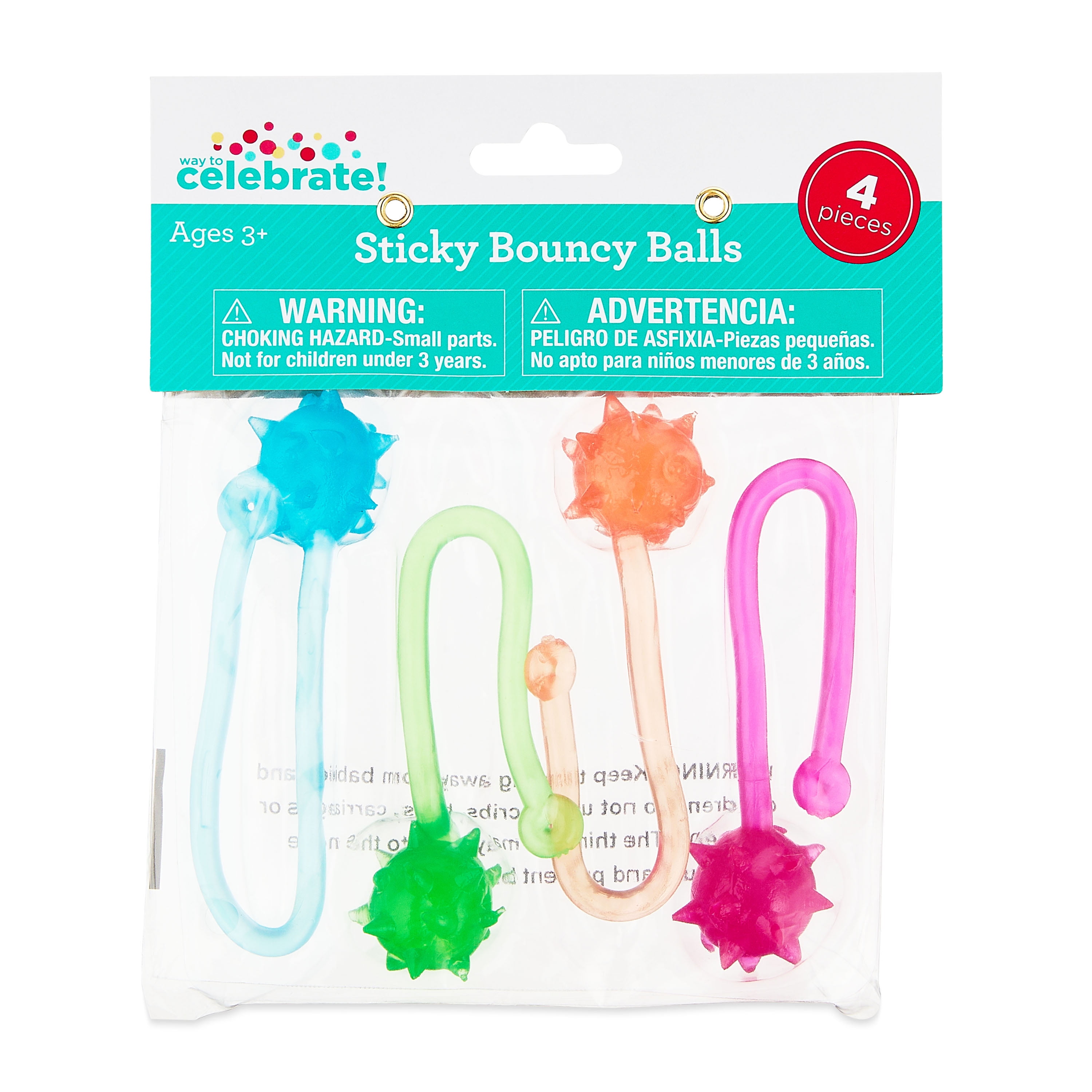 Multi-Color Sticky Bounce Ball Party Favors, 4 Count, by Way To Celebrate