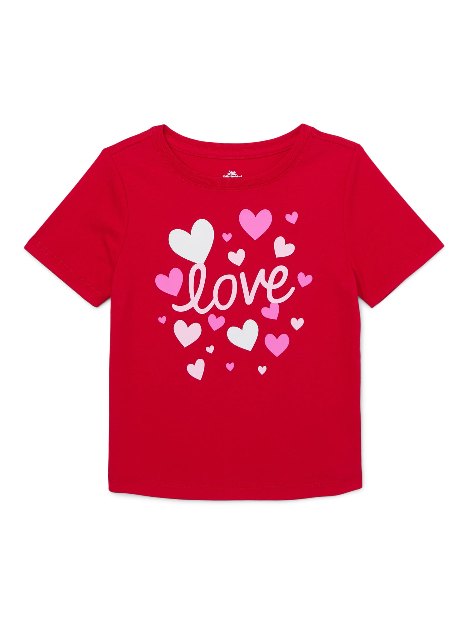 WAYS TO CELEBRATE Toddler Girl Short Sleeve Valentine s Day Graphic Crewneck Top and Skirt Set Sizes 12M 5T