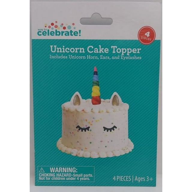 Way To Celebrate Unicorn Cake Top Horn, Ears, Eyelashes