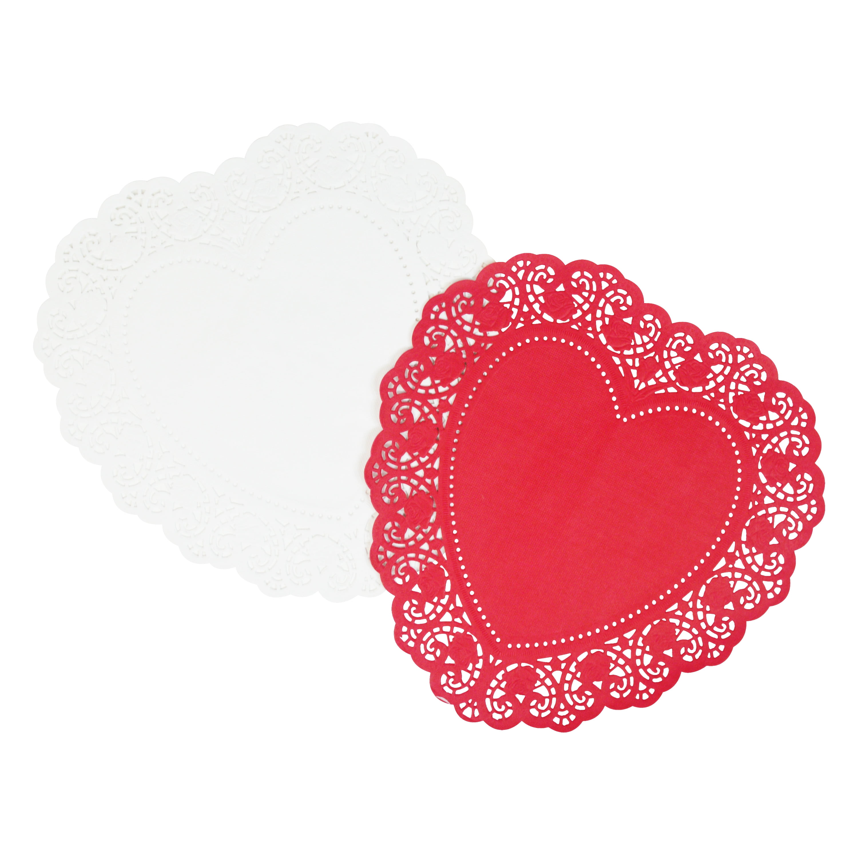 Way To Celebrate Valentine 40 Red and White Color Heart Paper Doilies