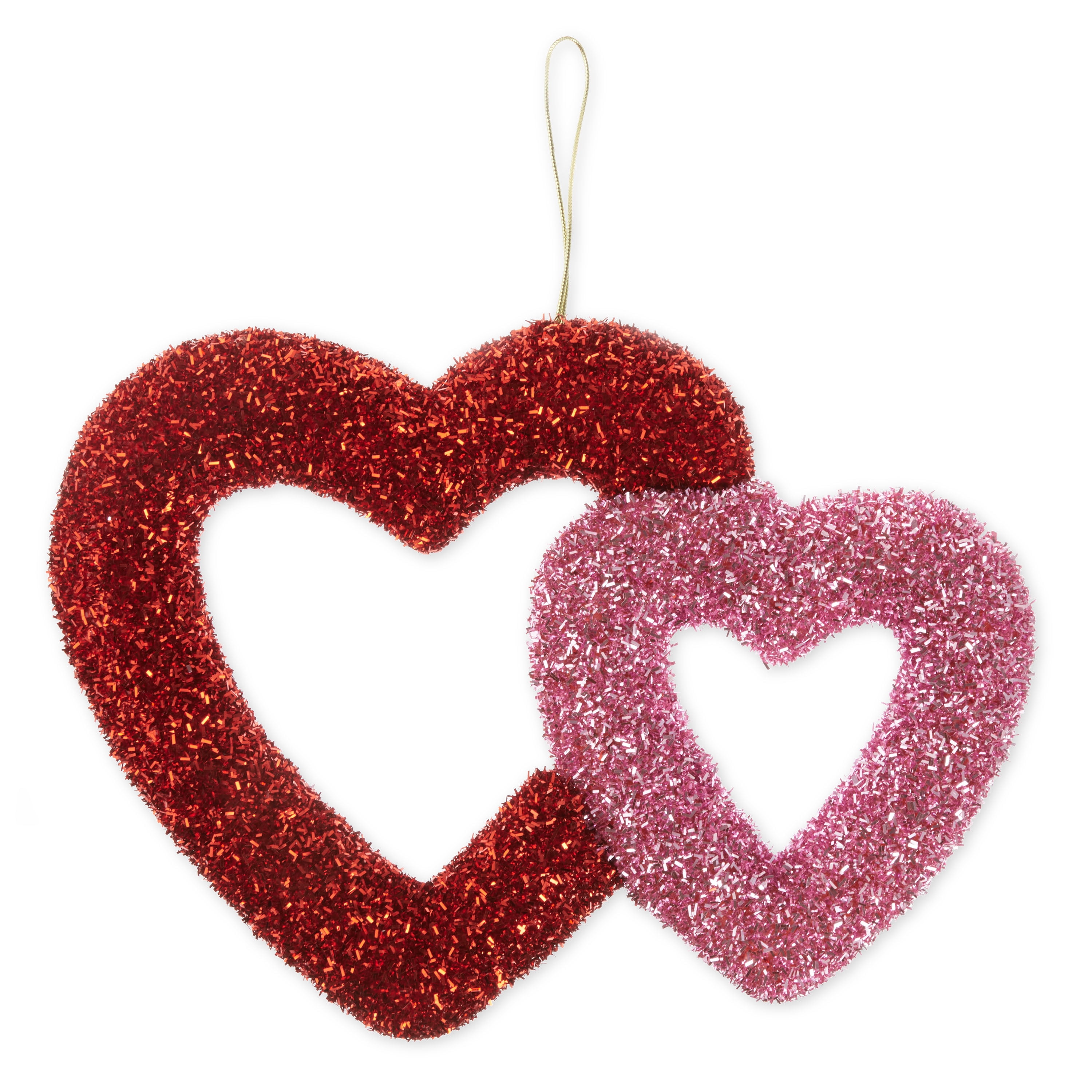 Valentines Day Decorations - Love Tinsel Heart-Shaped, Love Each Moment  Hanging Wall Decorations & Glittery Foam Table Scatter Hearts