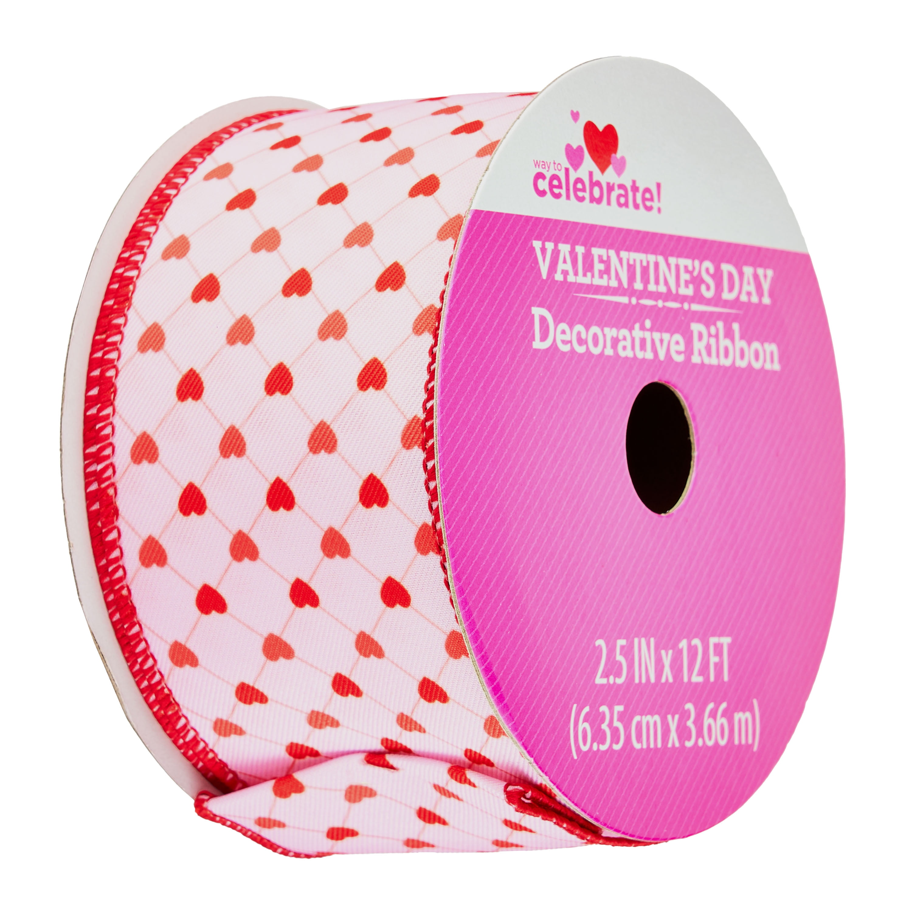 Way To Celebrate Valentine's Day Pink/Red Heart Ribbon