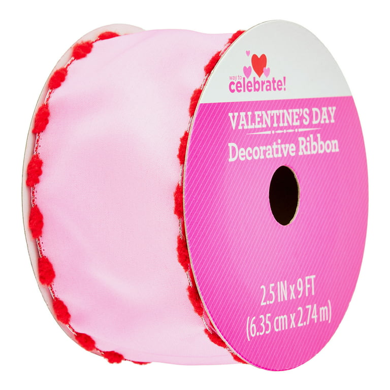 1 1/2 Happy Valentine's Day Satin Wired Ribbon: White - 1 Yard – Sugar  Pink Boutique