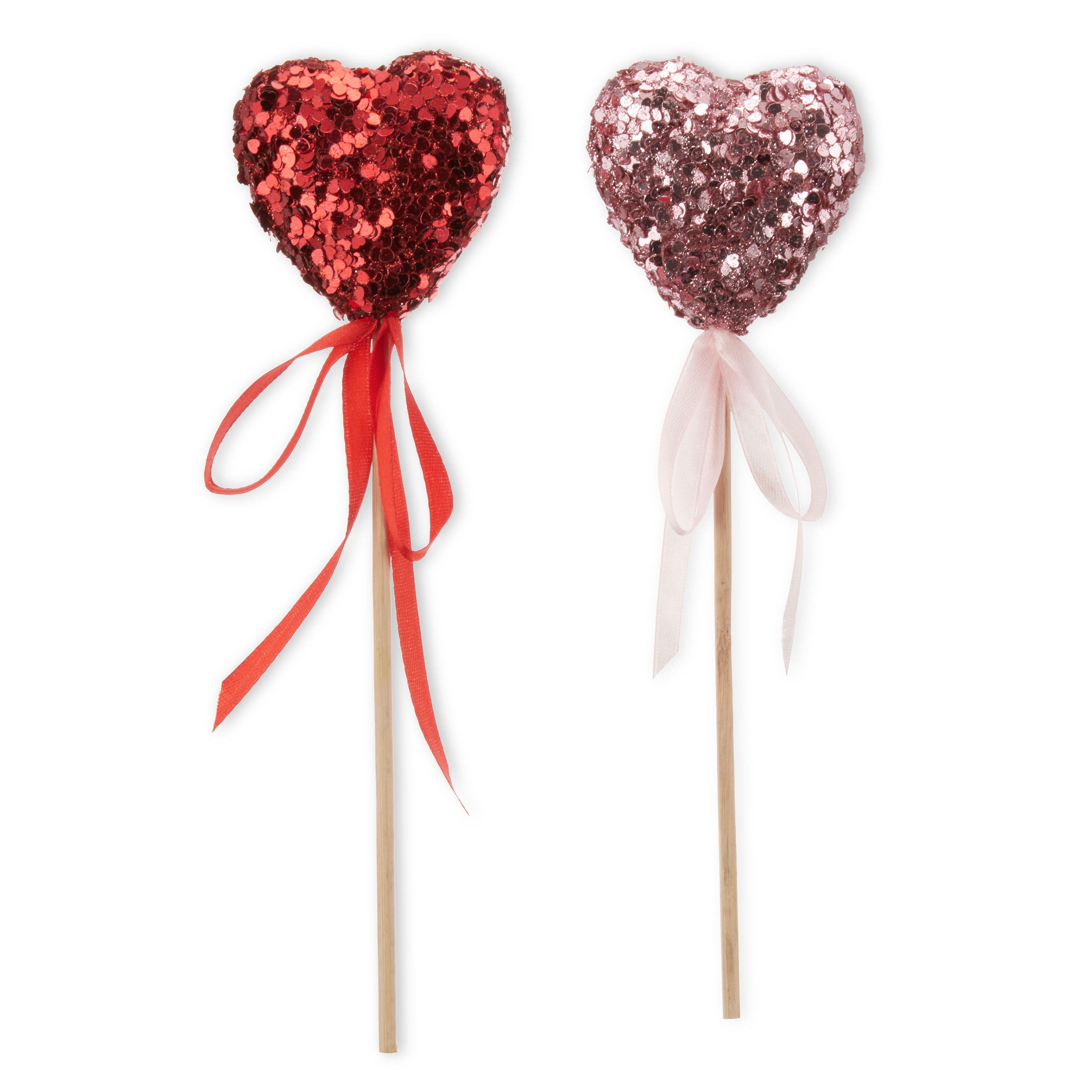 Way To Celebrate Valentine’s Day Red and Pink Glitter Heart Picks, 4