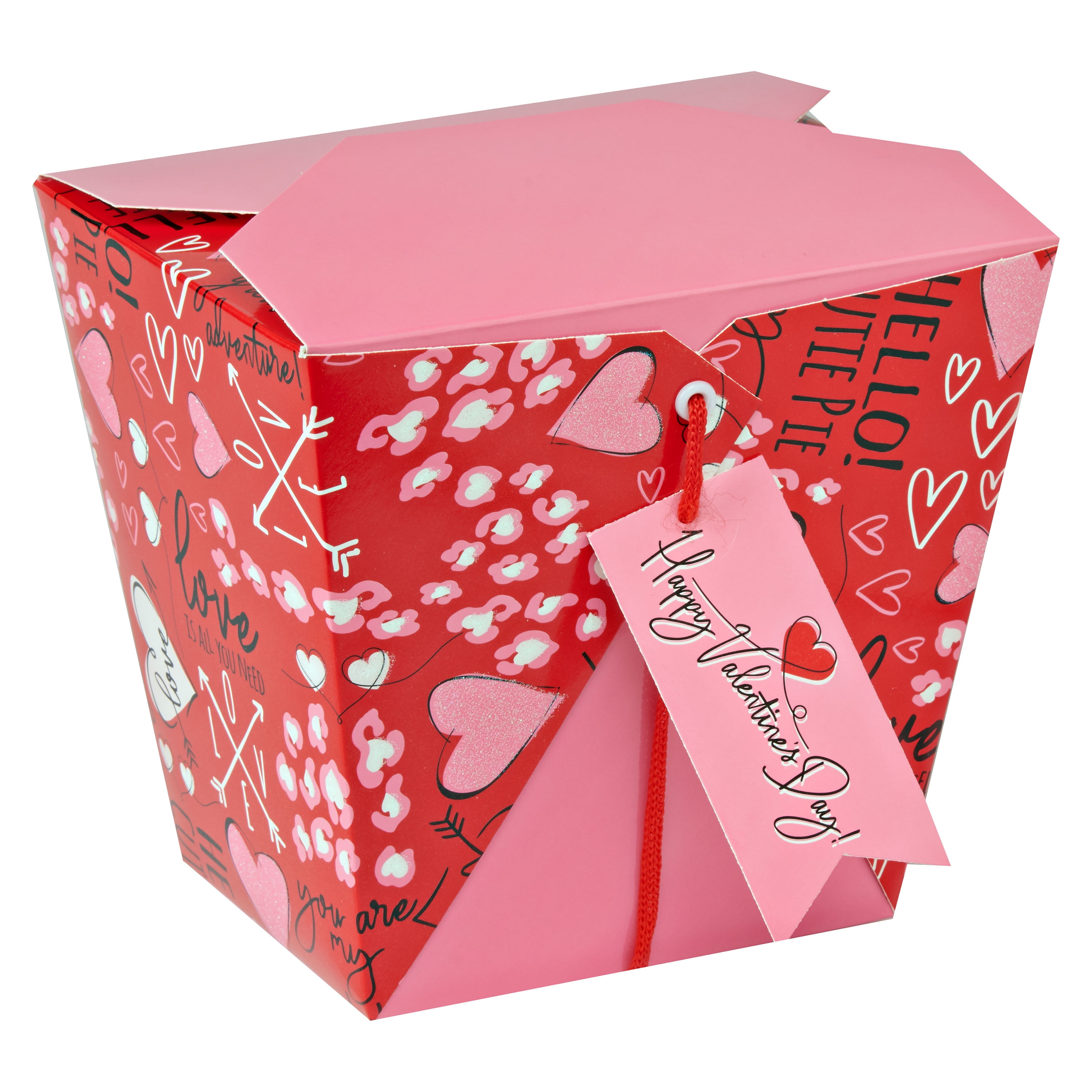 Way To Celebrate Valentine’s Day Takeout Box, Red and Pink Hearts