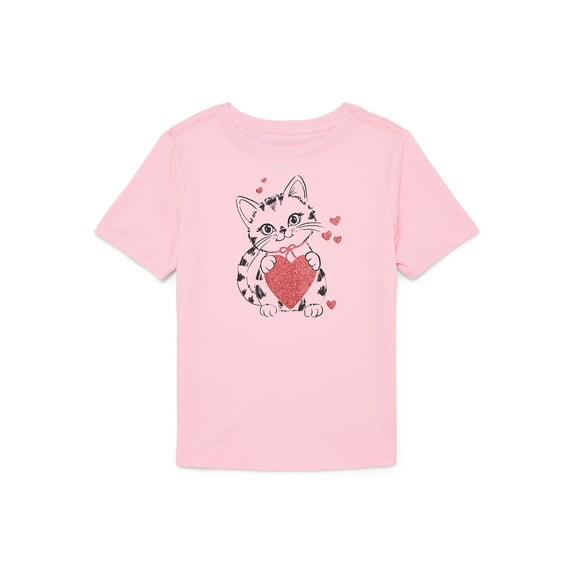 Way To Celebrate Toddler Girl Valentine's Day Short Sleeve T-Shirt, Sizes 12M-5T
