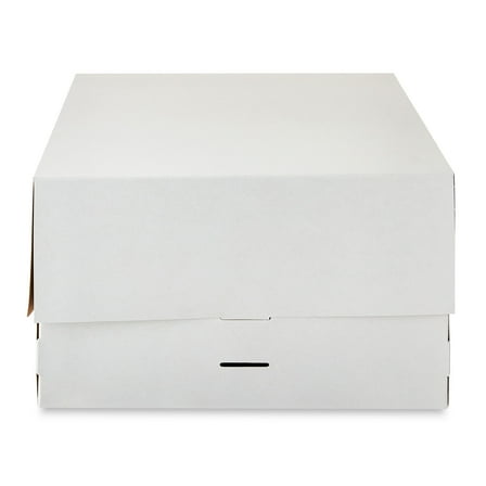 12" x 12" x 7.5" White Cardboard Adjustable Cake Box, by Way To Celebrate