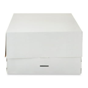 12" x 12" x 7.5" White Cardboard Adjustable Cake Box, by Way To Celebrate