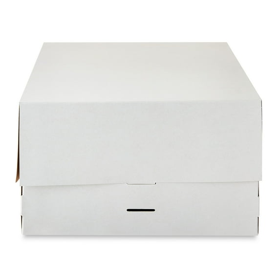 12" x 12" x 7.5" White Cardboard Adjustable Cake Box, by Way To Celebrate