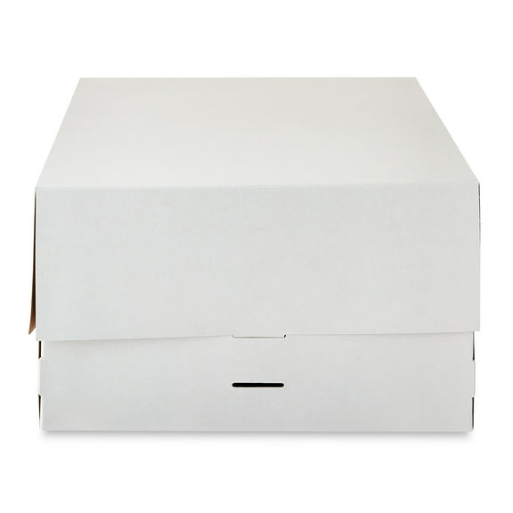 12" x 12" x 7.5" White Cardboard Adjustable Cake Box, by Way To Celebrate