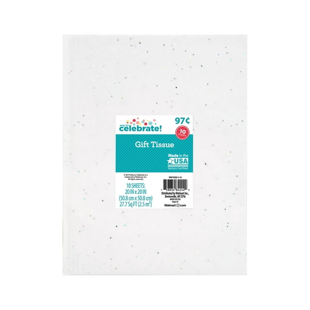 Way To Celebrate White Silver Sequins Tissue Paper 10 Count