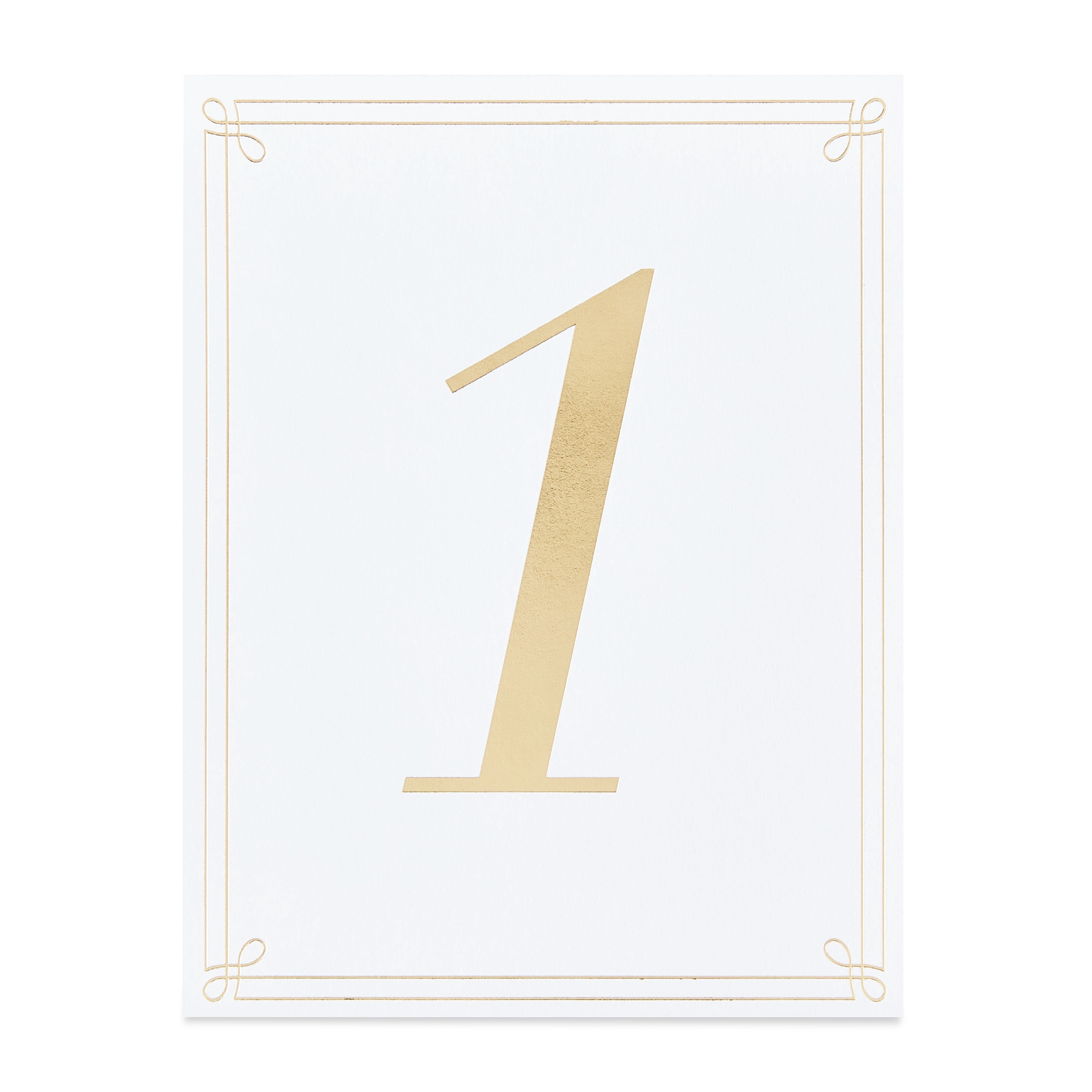 White with Gold Foil Wedding Table Numbers, 4.25" x 5.5", 25 Pieces, by Way To Celebrate