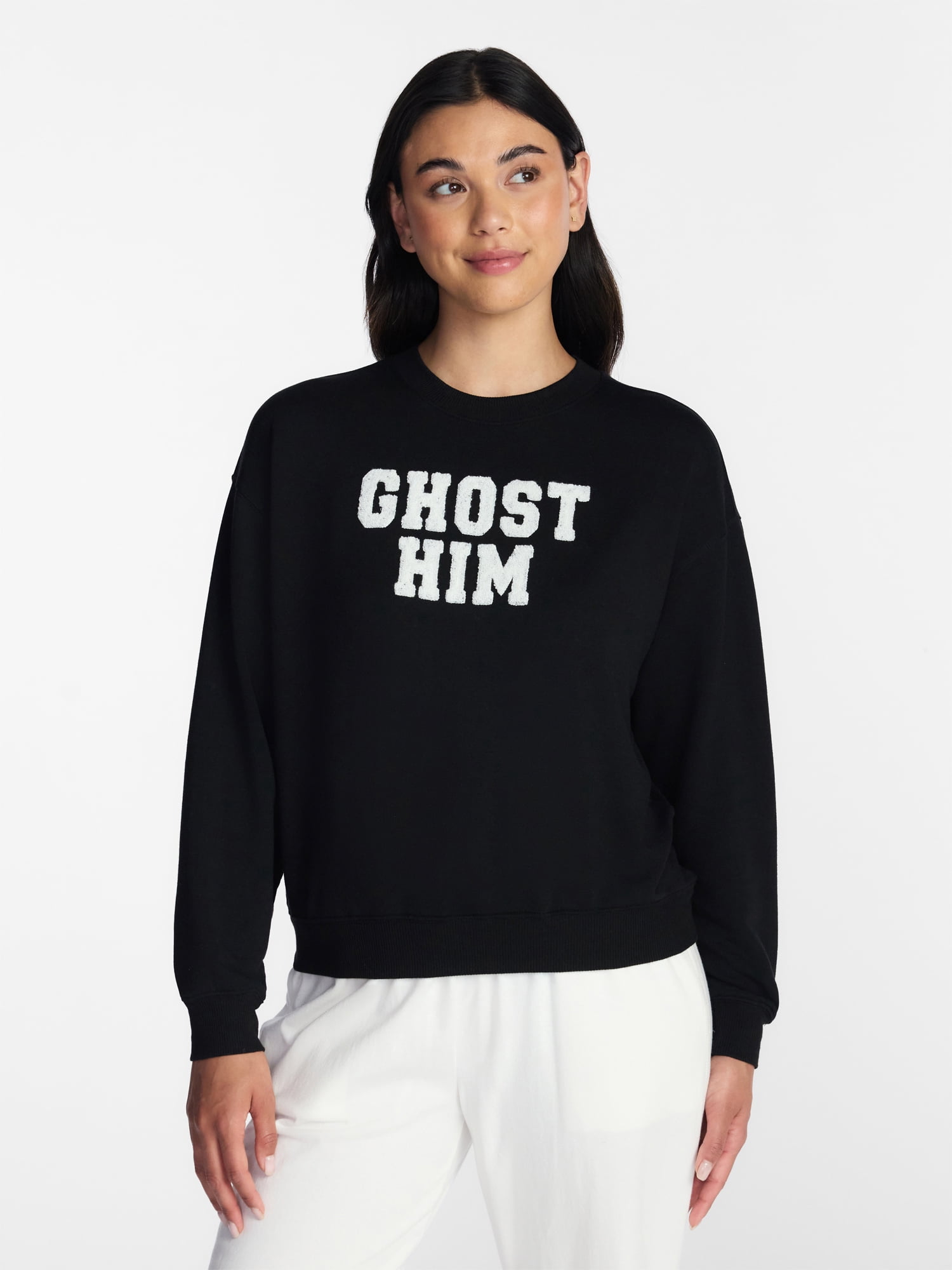 Halloween and Fall Women's French Terry Knit Lounge Sleep Top with Long Sleeves, Sizes XS-3X