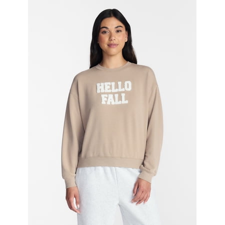 Halloween and Fall Women's French Terry Knit Lounge Sleep Top with Long Sleeves, Sizes XS-3X