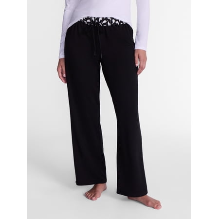 Way To Celebrate Women’s Halloween Printed Foldover Waistband French Terry Lounge Pants, 29" Inseam, Sizes XS–3X