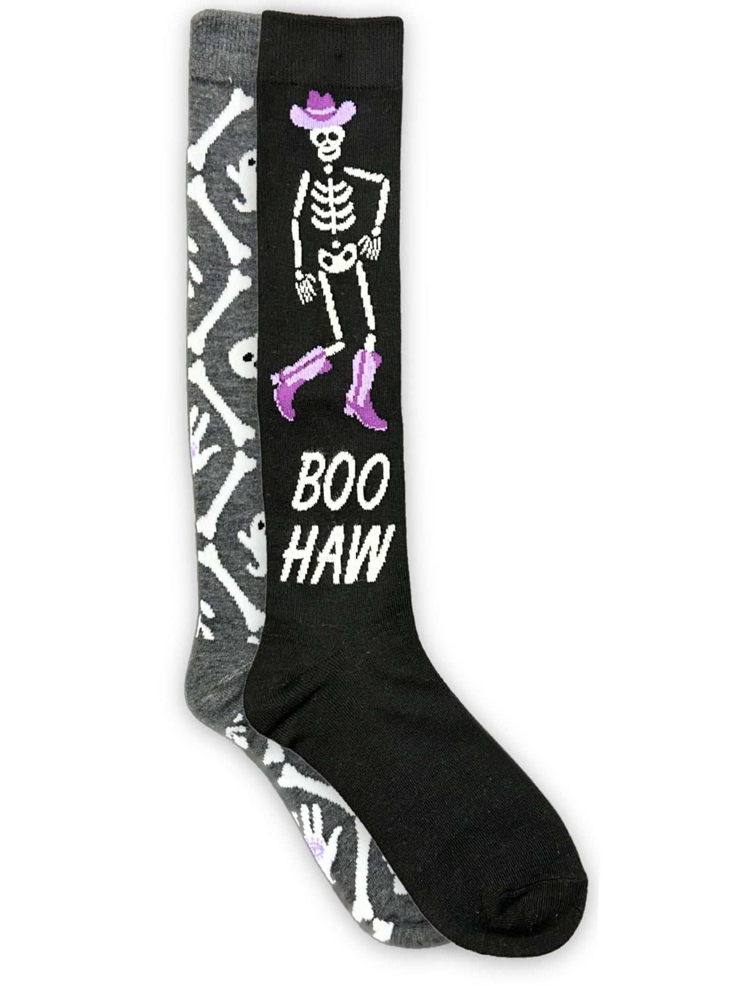 Way To Celebrate! Women's Halloween Boo Haw Knee-High Socks, 2-Pack, Size 4-10