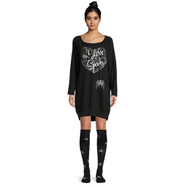 Way To Celebrate Women's Lounger Sleep Shirt with Socks, Sizes XS to 3X