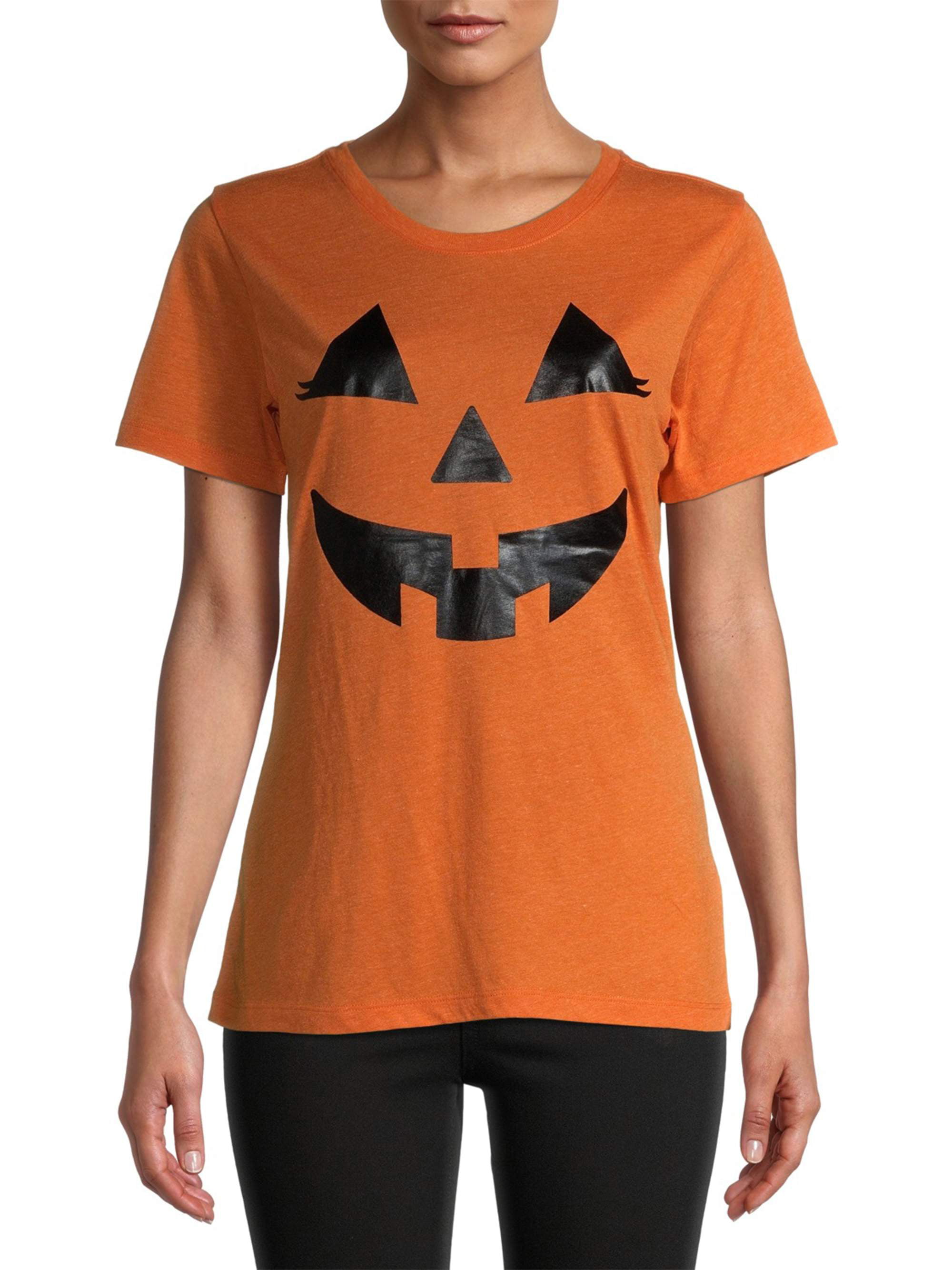 Way To Celebrate Women’s Pumpkin Face T-Shirt - Walmart.com
