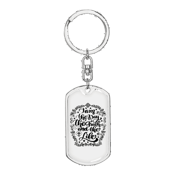 Way Truth Life Stainless Steel or 18k Gold Premium Swivel Dog Tag Keychain