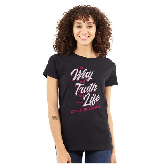 Way Truth and Life Christian Faith Womens Slim Fit Graphic Tee Brisco Brands S