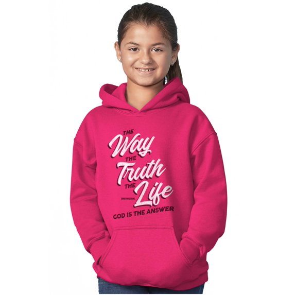 Way Truth and Life Christian Faith Youth Hoodie Boy Girl Teen Brisco Brands S