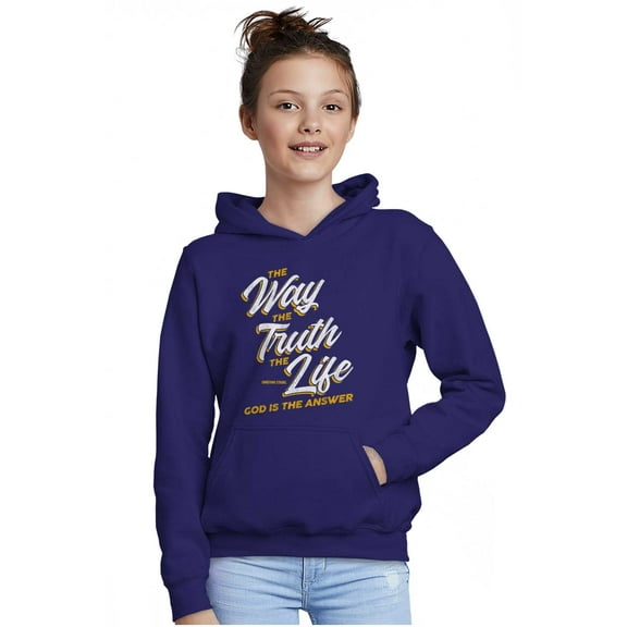 Way Truth and Life Christian Faith Youth Hoodie Boy Girl Teen Brisco Brands XS