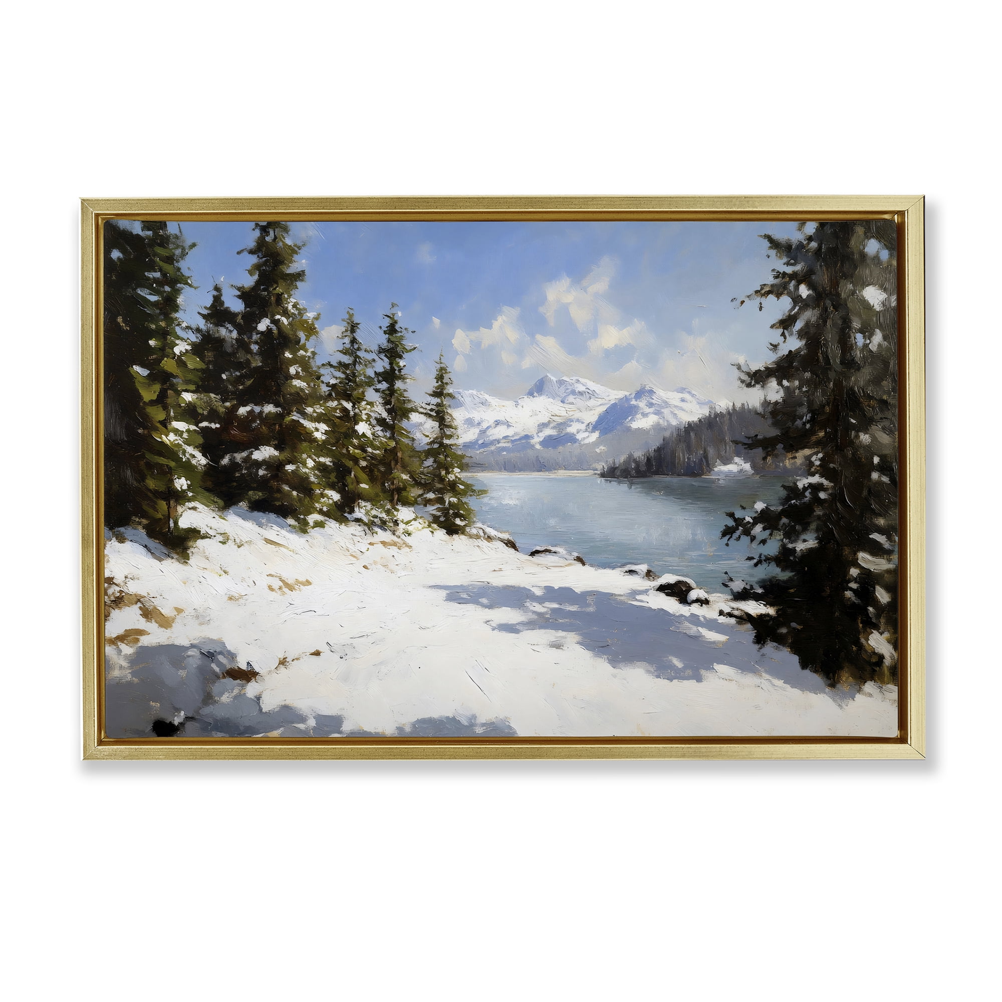 Way Up North Landscape Gold Framed Floater Canvas Wall Art, design by Petal Prints Design