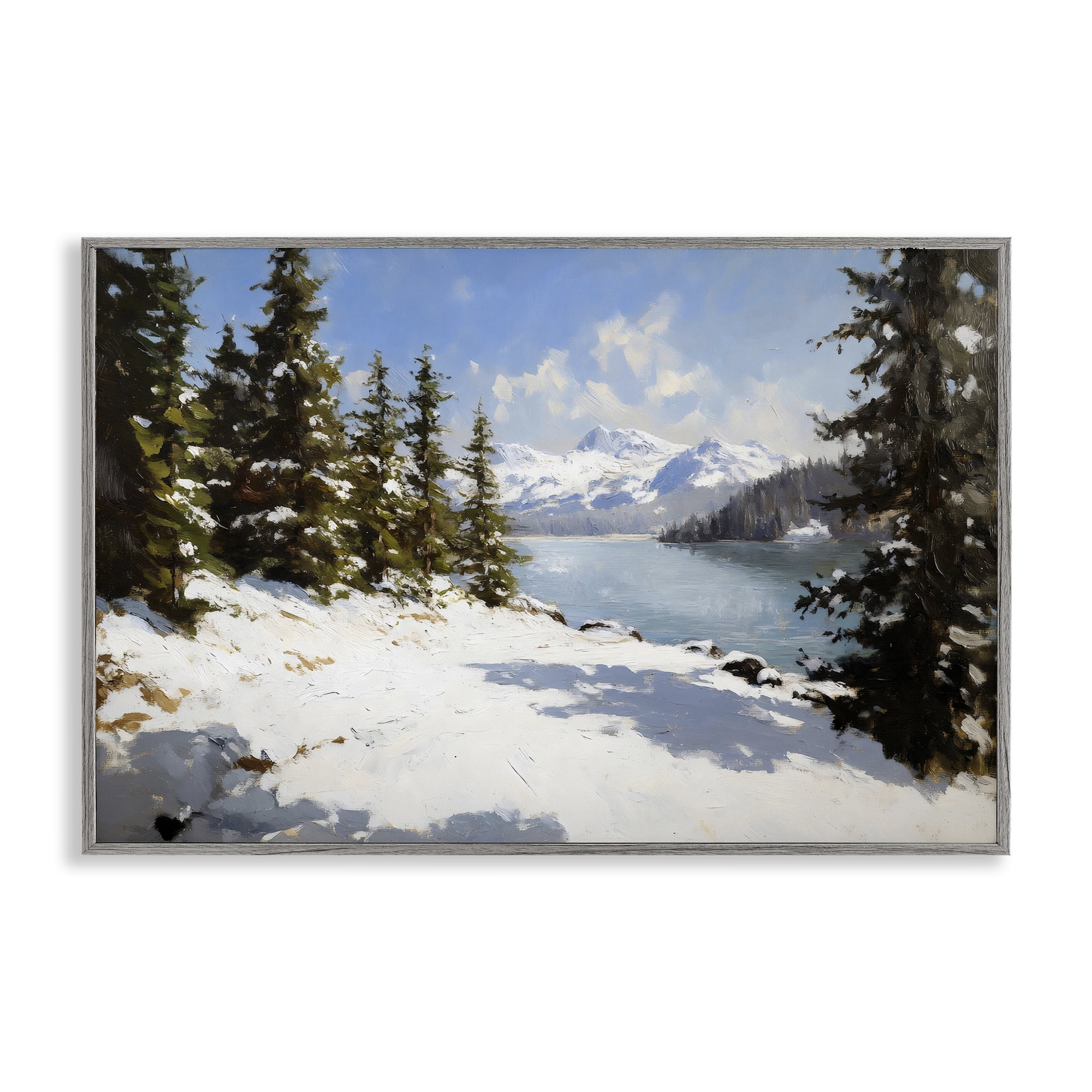 Way Up North Landscape Gray Framed Giclee Art, design by Petal Prints Design