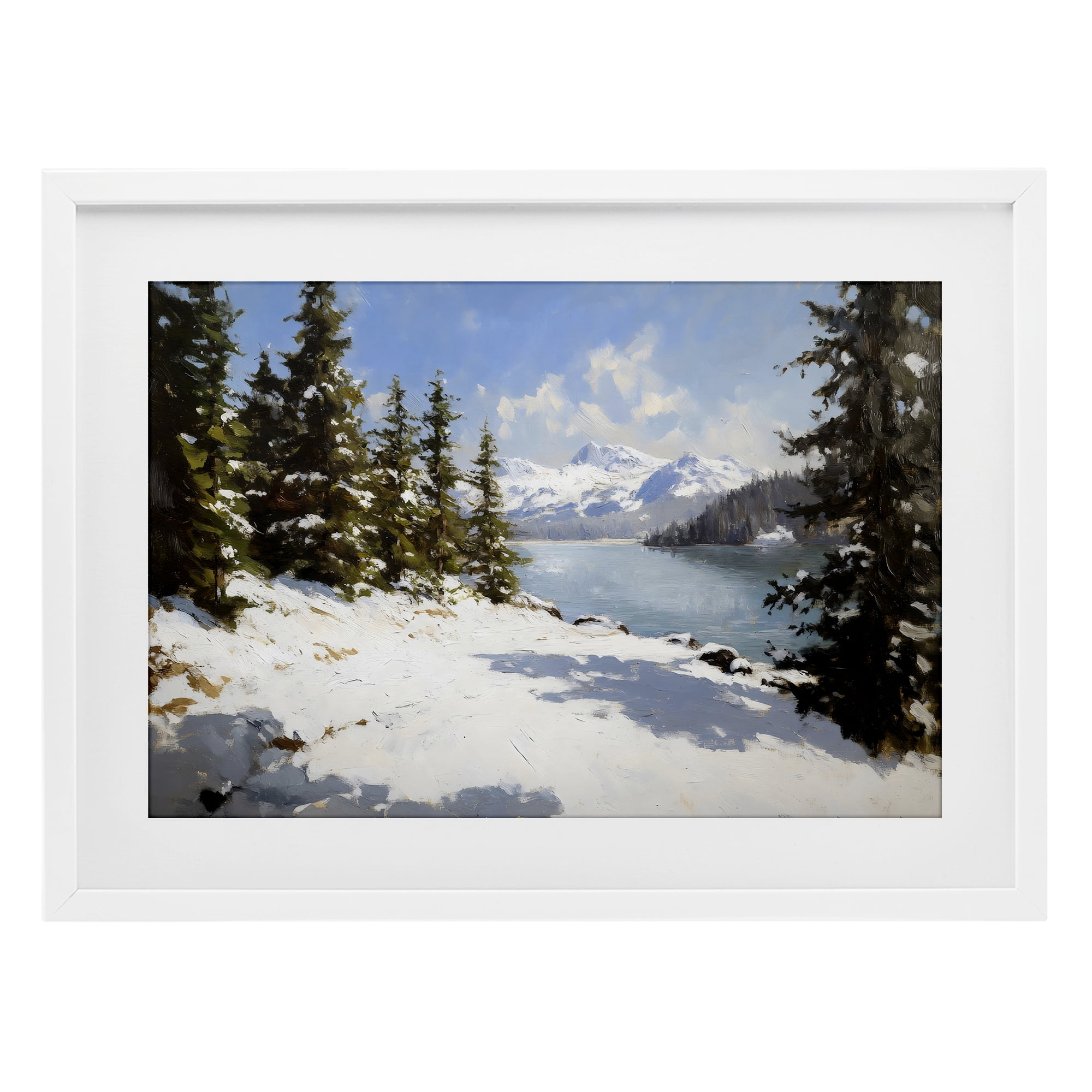 Way Up North Landscape White Framed Print Under Glass, design by Petal Prints Design