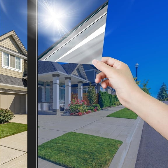 Way Window Film Static Cling Daytime Reflective Window Tint UV Blocking Windows Sticker for Office, 17.71Inch x 6.5Feet