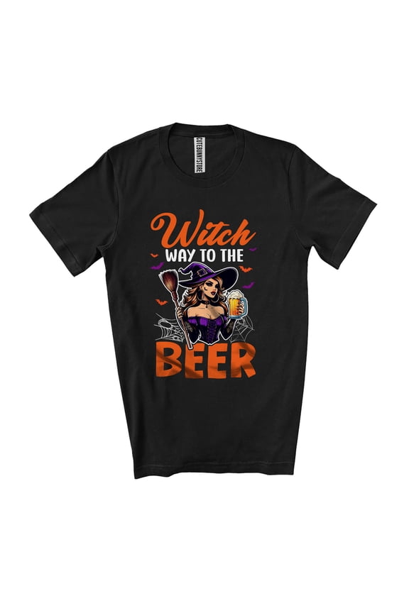 Way Witch To The Beer; Awesome Halloween Costume Witch Drinking; Drunker Family Group Unisex T-Shirt