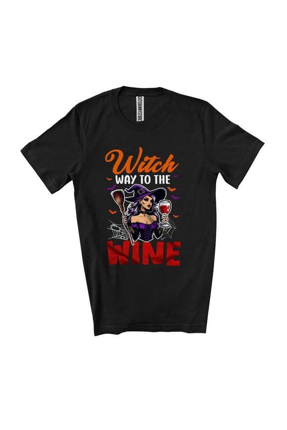 Way Witch To The Wine; Awesome Halloween Costume Witch Drinking; Drunker Family Group Unisex T-Shirt