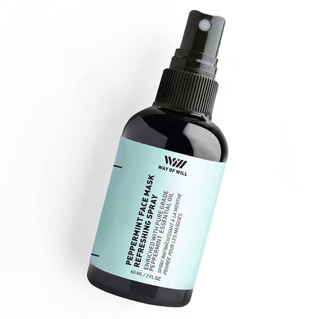 Way of Will Mask Spray Refresher for Reusable Face Masks with Peppermint Essential Oil 60 ml