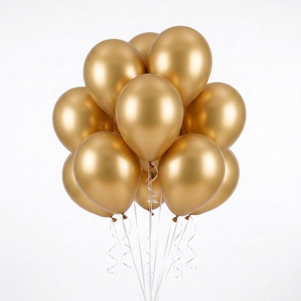 12" Gold Metallic Latex Balloons with Chrome Effect, 5 Pieces, by Way To Celebrate