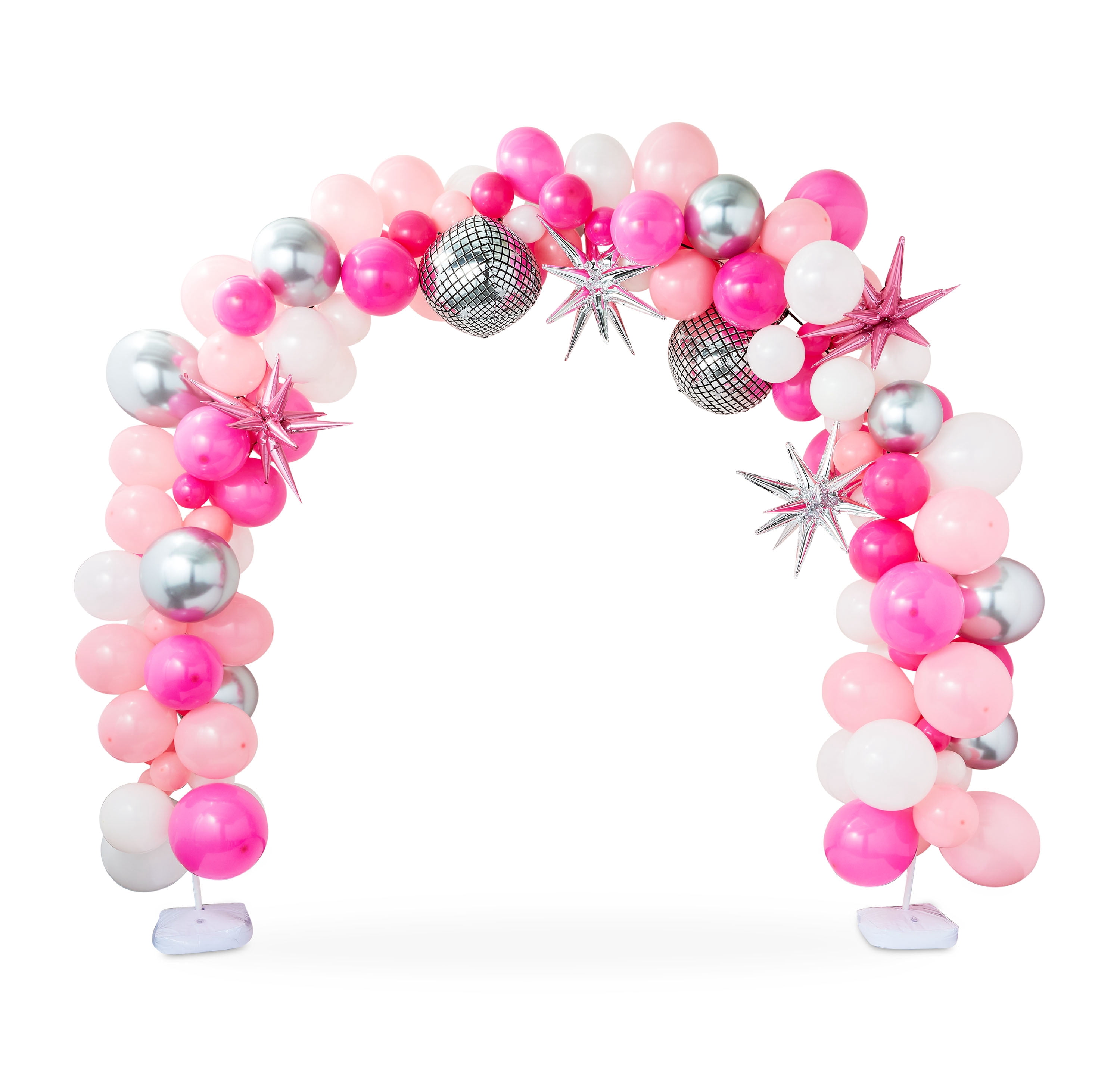 Pink/Silver/White Disco Balloon Arch, 131 Pieces, by Way To Celebrate